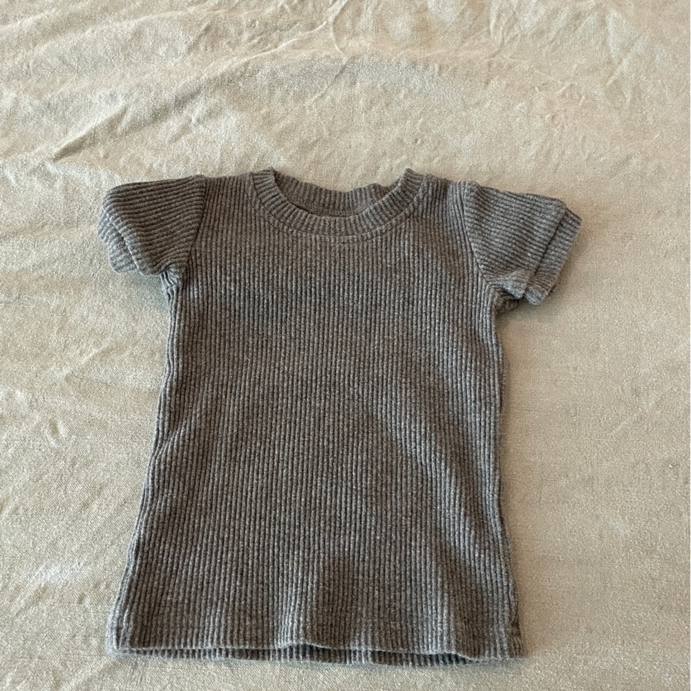 Gray Kids Ribbed T-Shirt